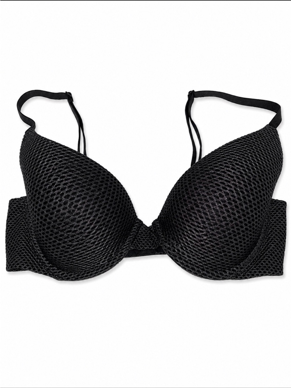Victoria's Secret Charcoal Gray Textured Demi Bra pushup underwire padded SZ 34C